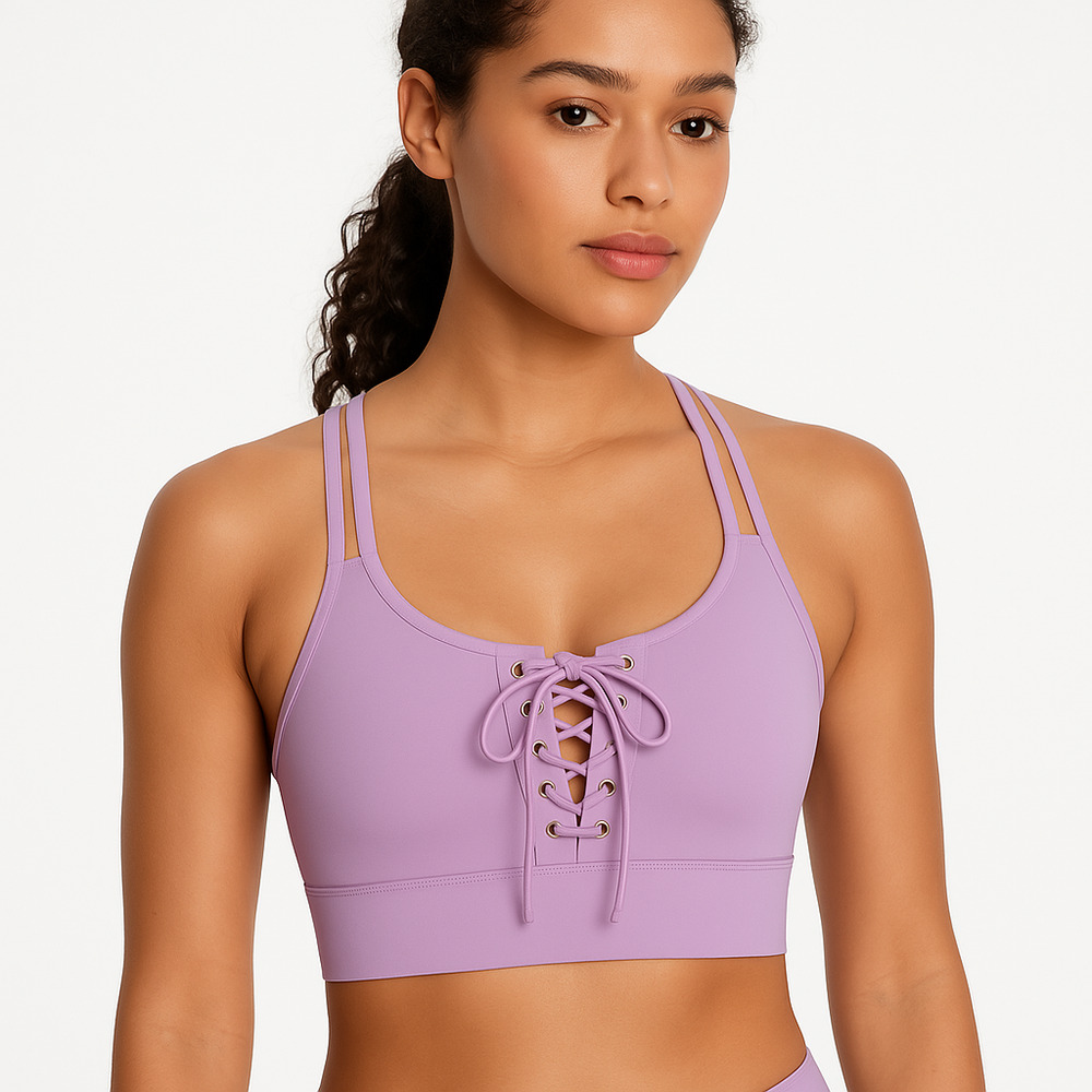 Victorias Secret Lavender Crisscross Back Laceup Front Active Sports Bra‎ M